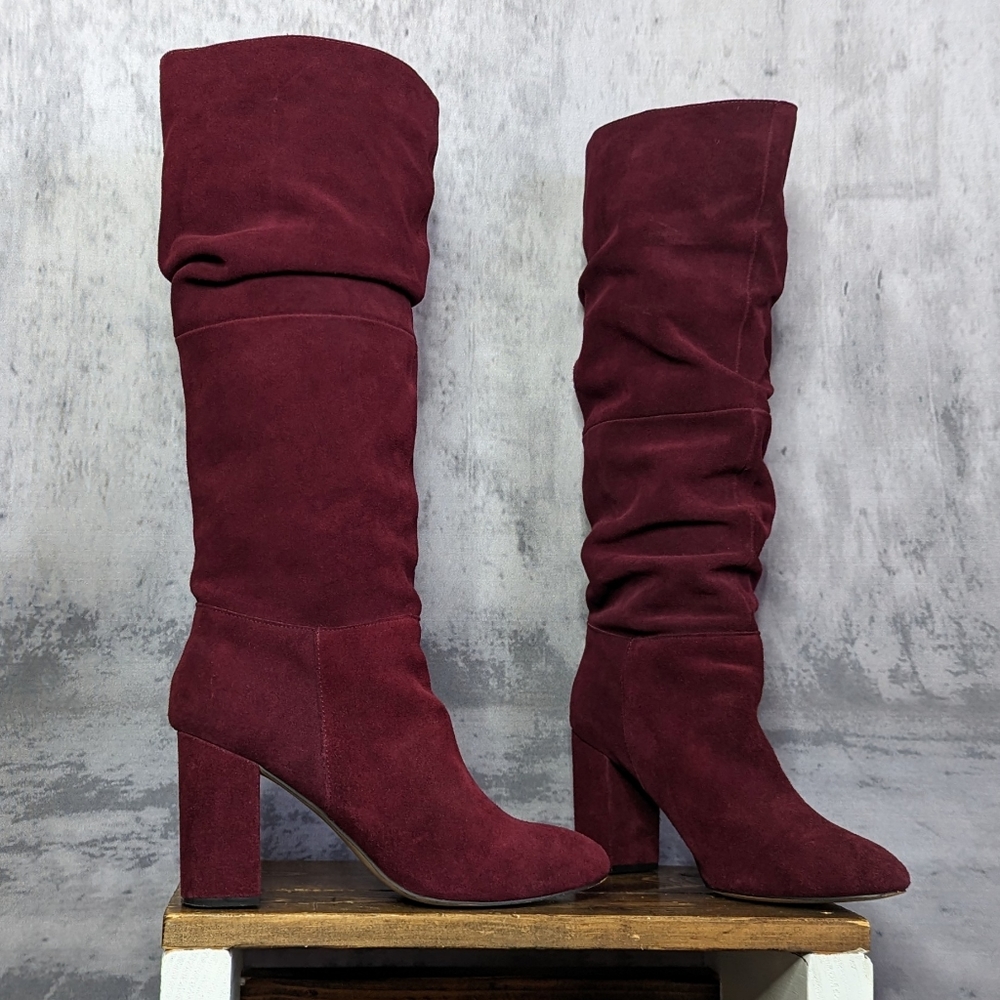 Steve Madden Faola suede slouch tall boots, burgundy, size 11 - Picture 7 of 11